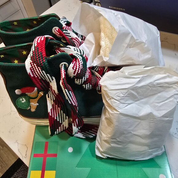 Converse W Chuck 70 High 'X-Mas Gingerbread & Knit Sock Sneakers A12455C MENS 10 - Picture 7 of 16